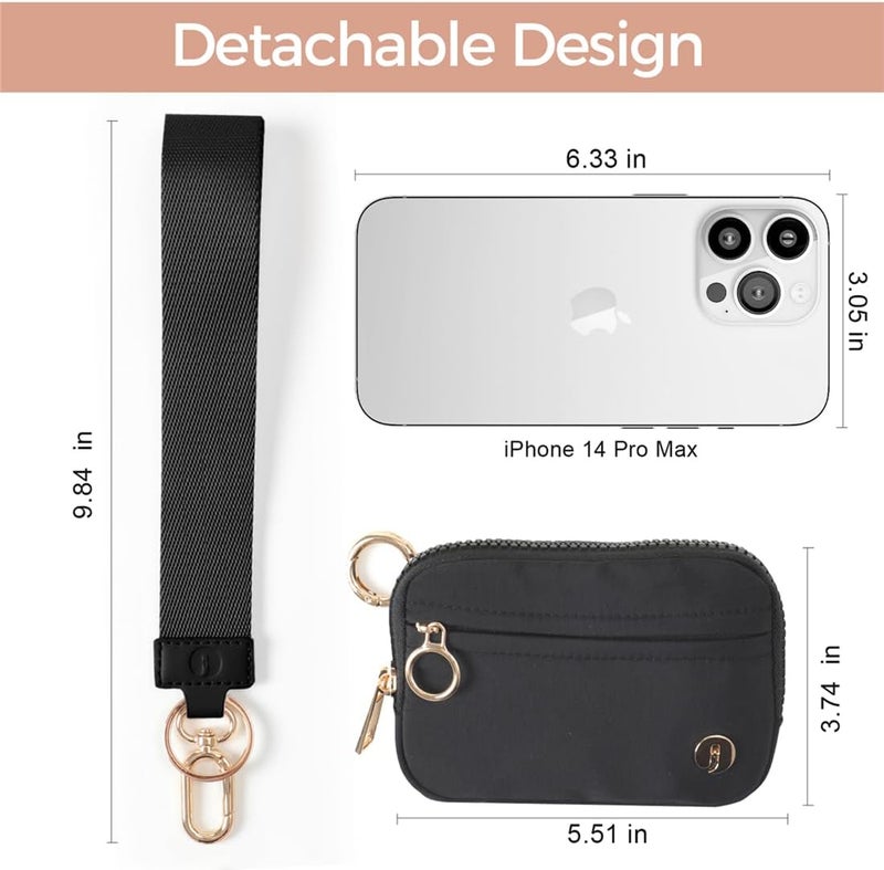 JEEBURYEE Wristlet Keychain Wallets for Women RFID Blocking Credit Card Holder Small Zipper Coin Purse Change Pouch with ID Window and Detachable Wrist Strap Black - Image 2